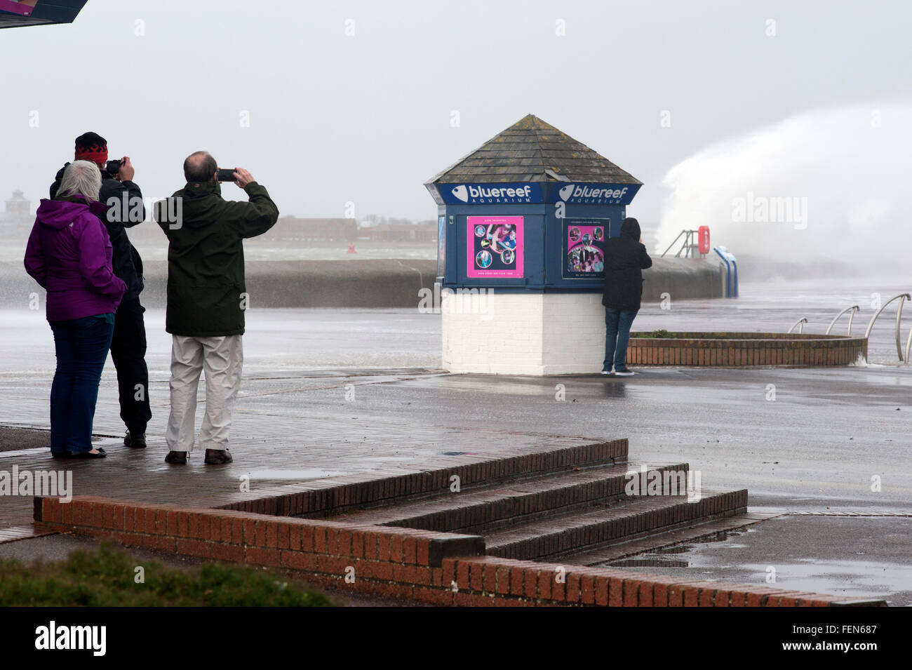 Storm imogen batters la côte en angleterre southsea Banque D'Images