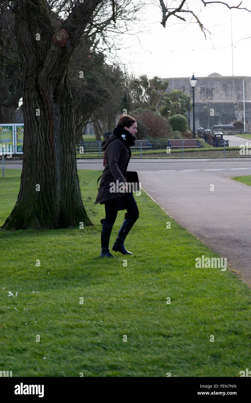 Storm imogen batters la côte en angleterre southsea Banque D'Images