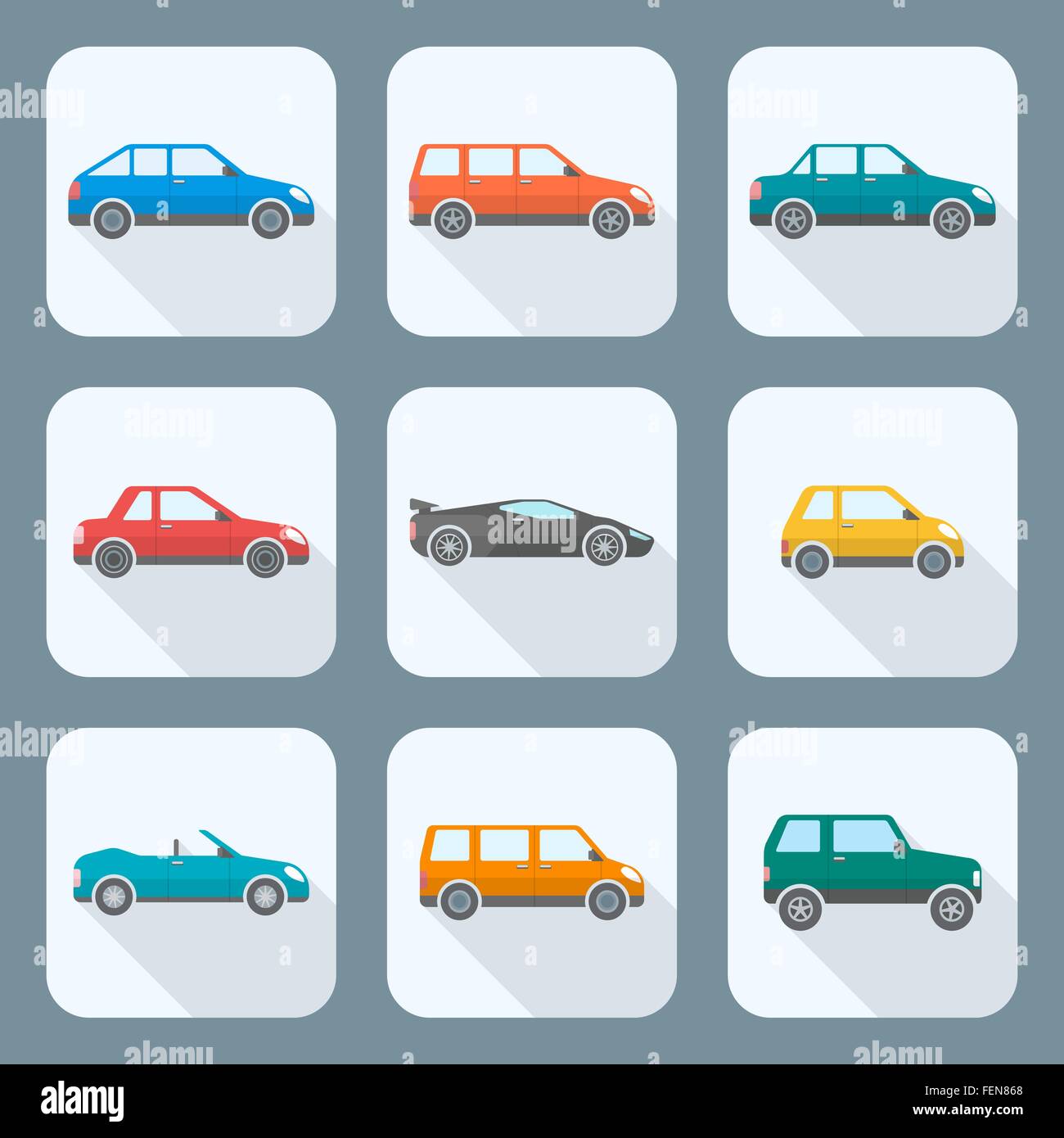 Télévision couleur corps vecteur de conception types de classification des voitures berline berline berline icons set break coupé cabriolet microca Illustration de Vecteur