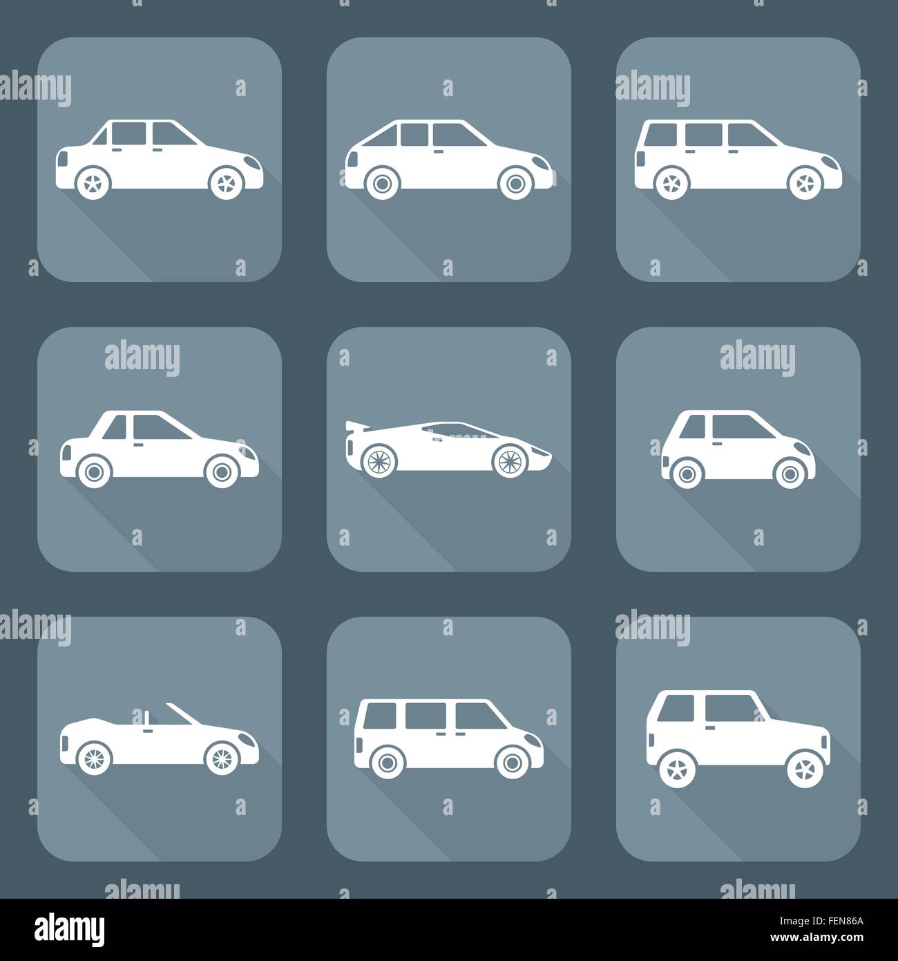 Vector design plat blanc divers types de corps de classification voitures berline berline berline icons set station wagon coupe cabriol Illustration de Vecteur