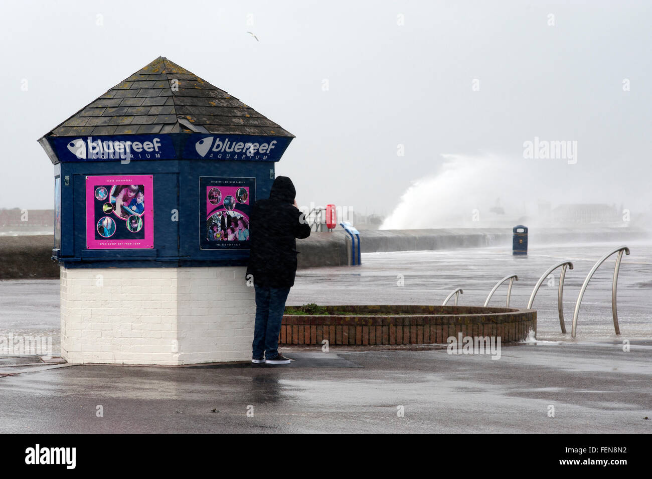 Storm imogen batters la côte en angleterre southsea Banque D'Images