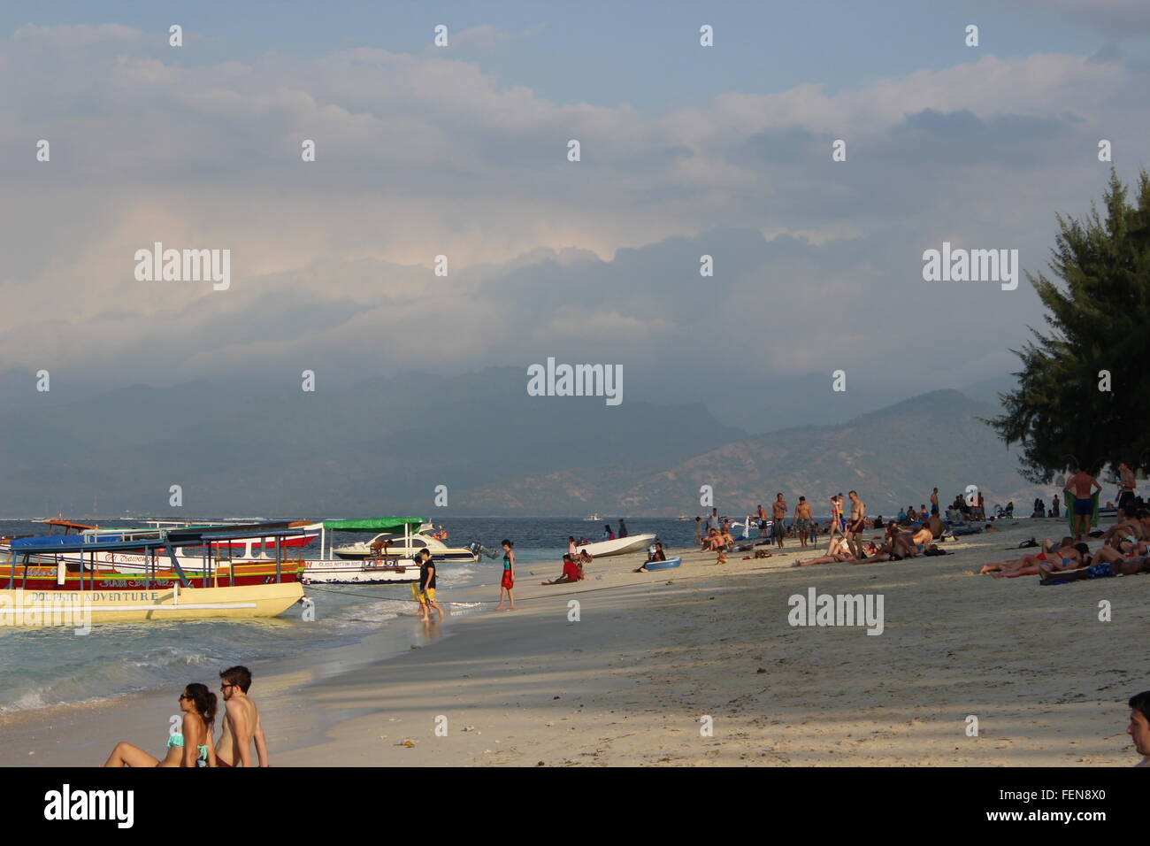 Plage sur Gili Trawangan, Indonésie Banque D'Images