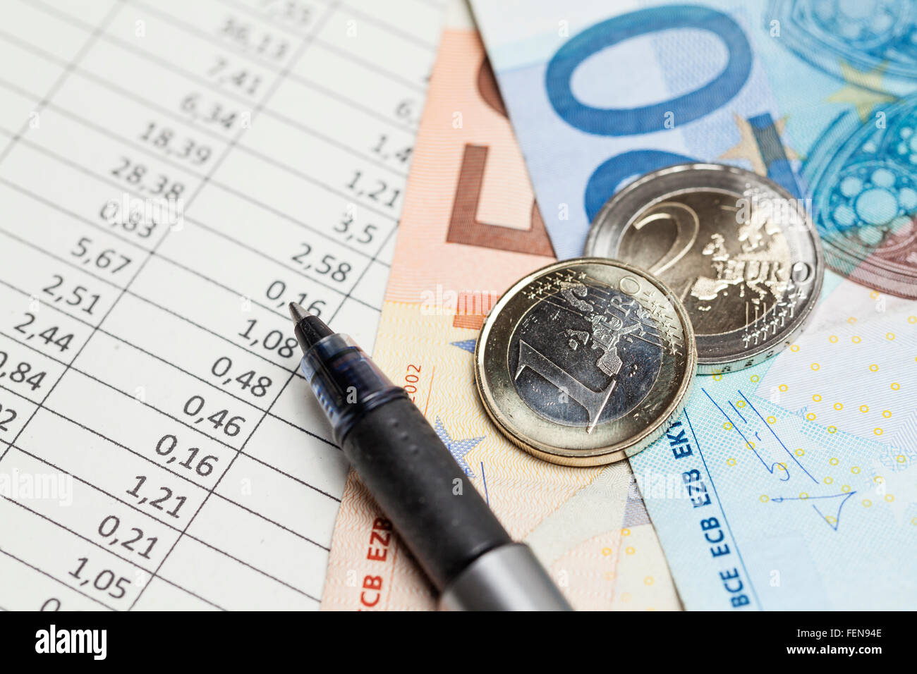 Euro argent et de chiffres tableau Banque D'Images