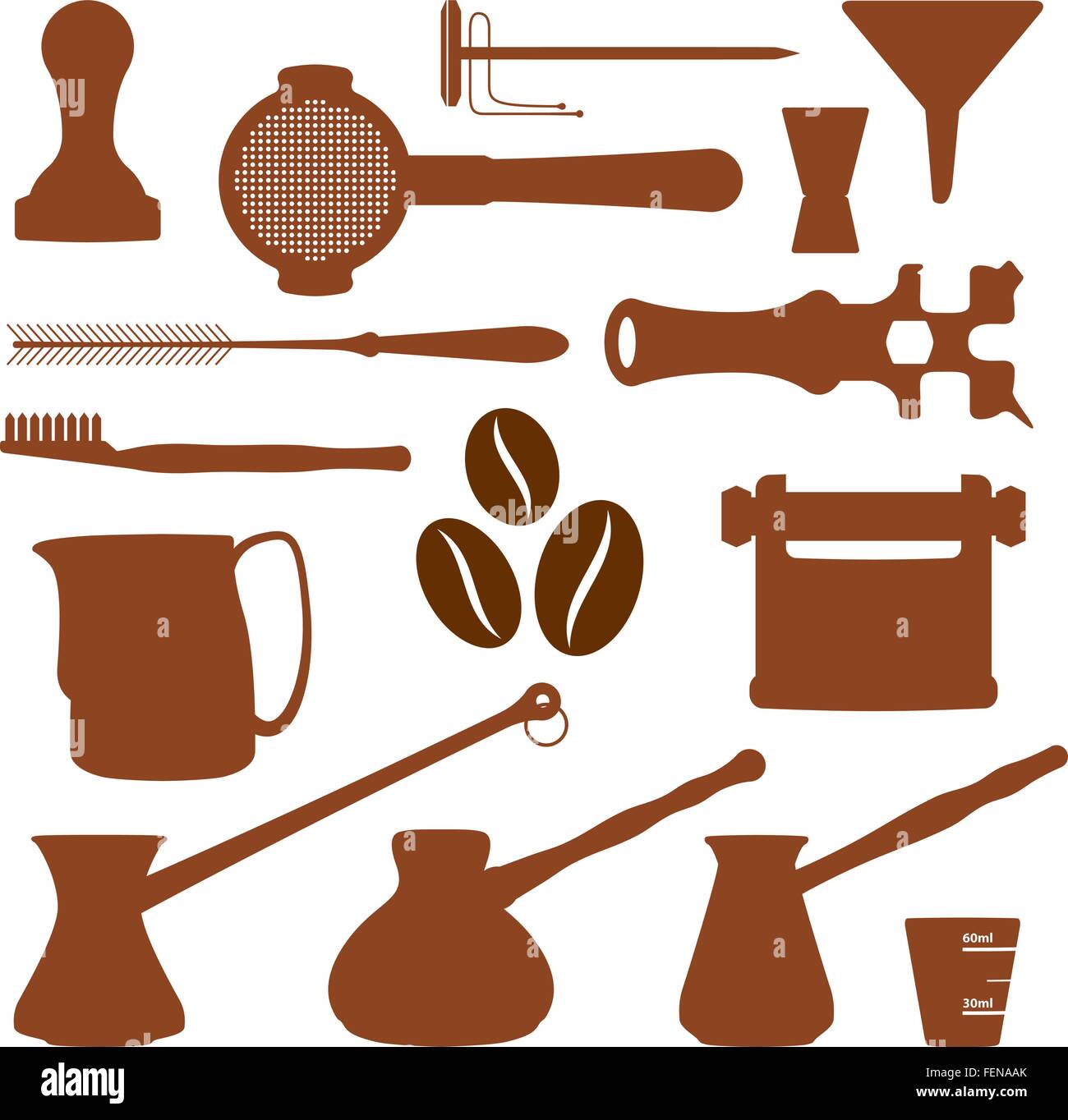 Couleurs solides vector set café barista instruments ensemble d'équipement Illustration de Vecteur Couleurs solides vector set café barista instruments ensemble d'équipement Illustration de Vecteur