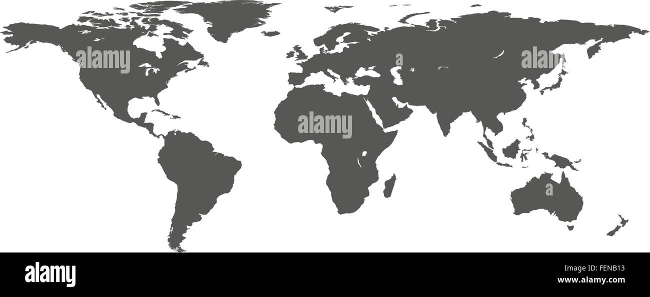 Vector gris foncé sur la carte du monde blanc Illustration de Vecteur