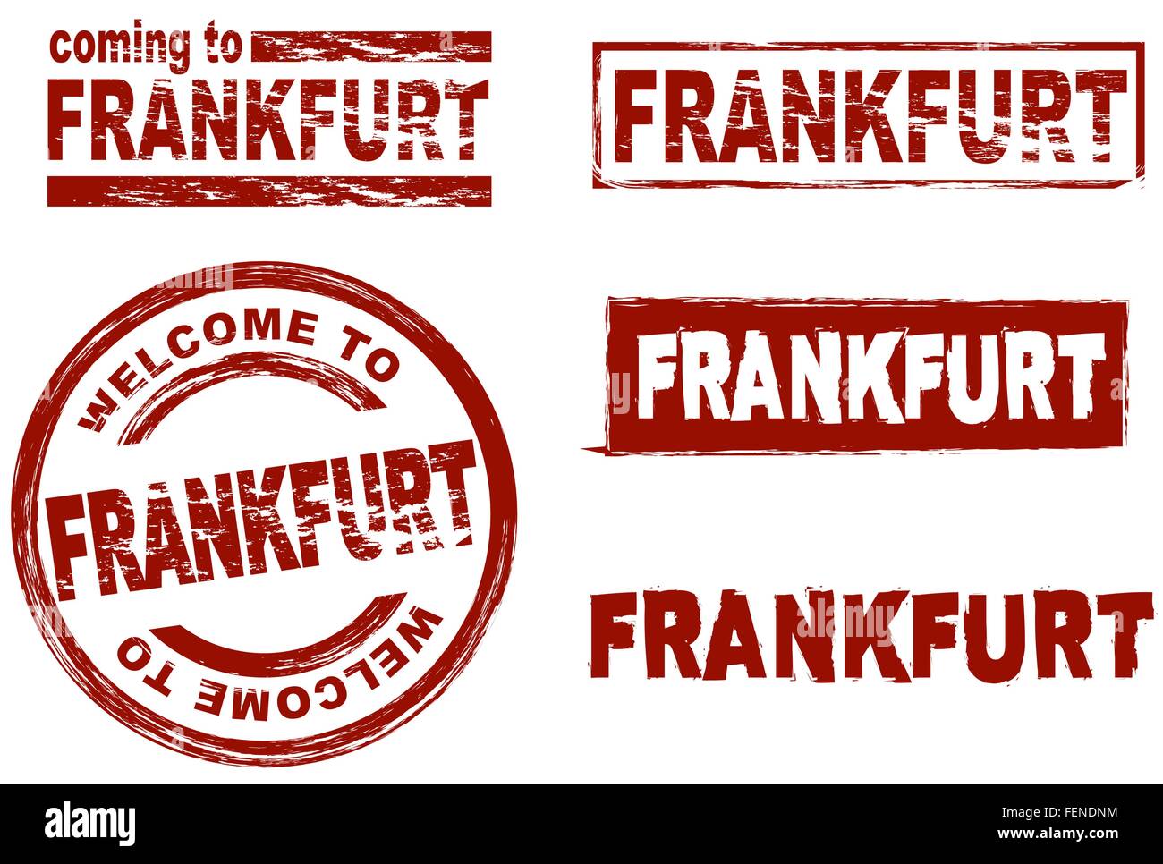 Ensemble de timbres d'encre stylisé montrant la ville de Francfort Illustration de Vecteur