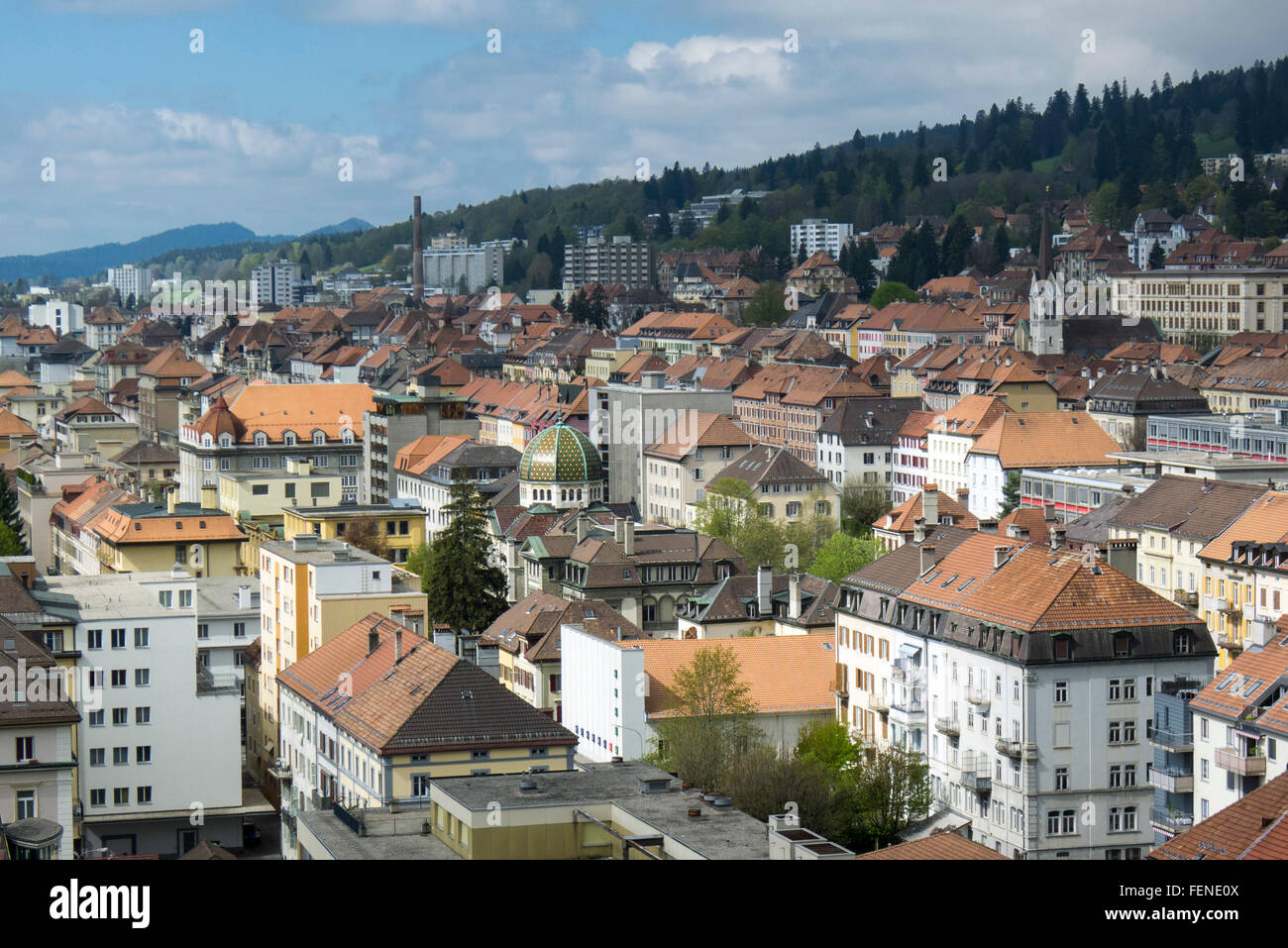 La Chaux-de-Fonds, une vue sur la ville, un site classé au Patrimoine Mondial de La Chaux-de-Fonds / Le Locle, urbanisme horloger, Cant Banque D'Images