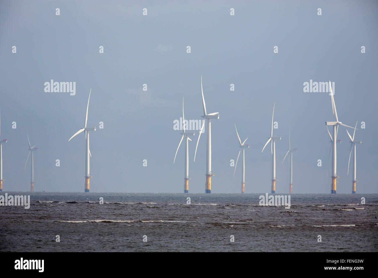 Éoliennes en mer, Banque D'Images