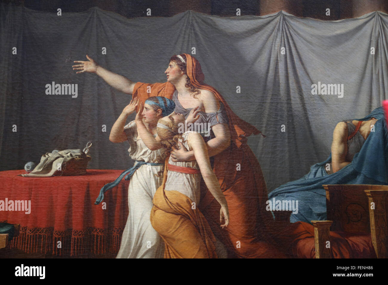 Les licteurs porter à Brutus les corps de ses fils, 1789. Par Jacques-Louis David. Détail de la mère et ses filles. Banque D'Images