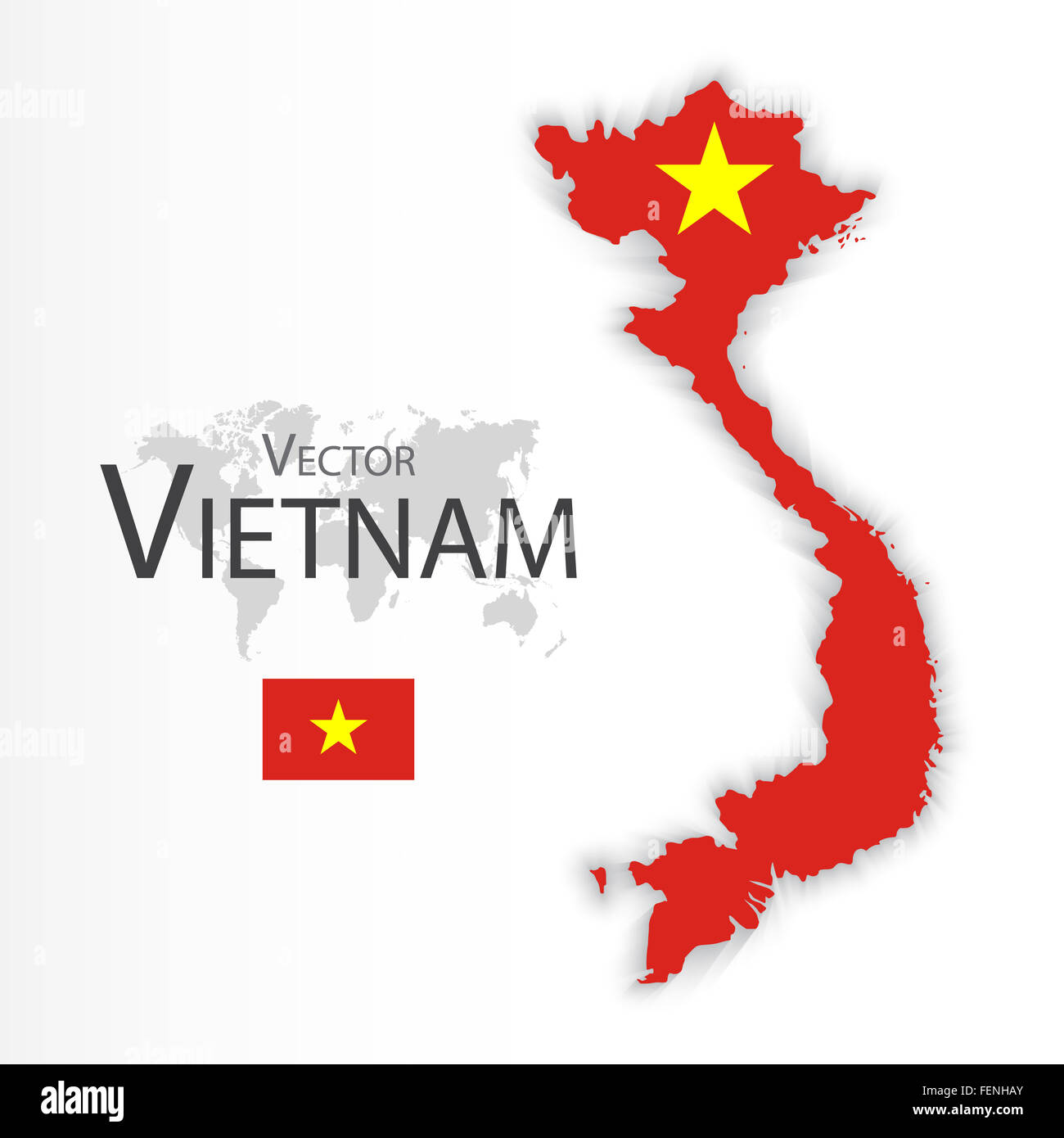 Vietnam (République socialiste du Viêt Nam )( d'un drapeau et d'une carte )( Transport et tourisme concept ) , le Vietnam est l'un de l'Asean (AEC Banque D'Images