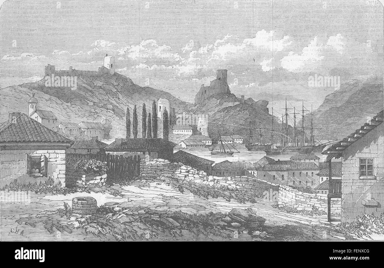 Guerre de Crimée/UKRAINE 1855 Balaklava et le port. Illustrated London News Banque D'Images
