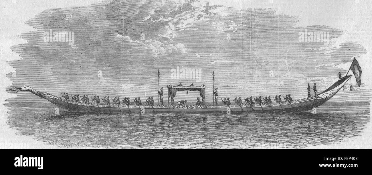 Thaïlande La Barge royale du deuxième Roi de Siam (longueur 87 pieds) en 1857. Illustrated London News Banque D'Images