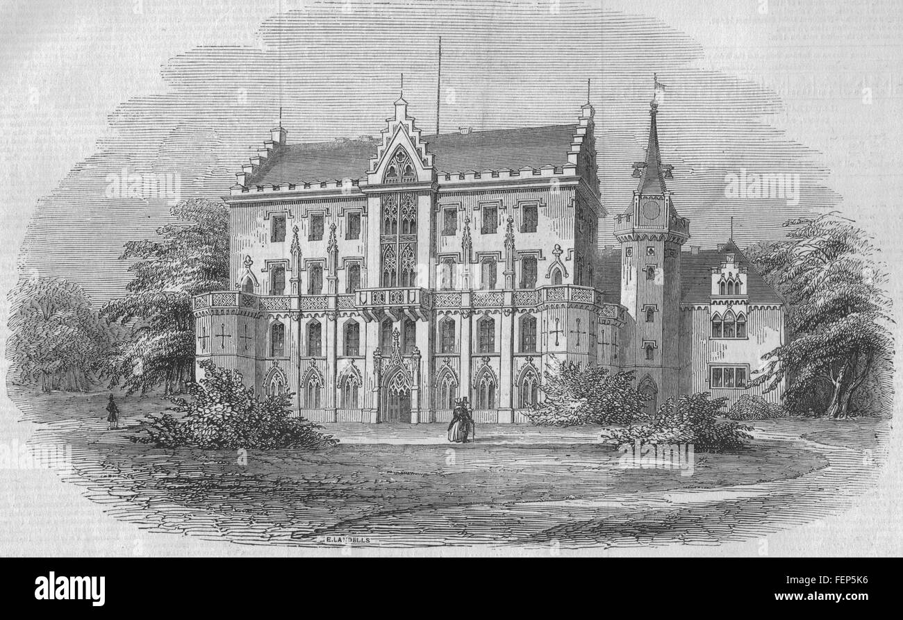 Allemagne (Saxe Saxe Coburg-Gotha) -Le palais du duc en 1844. Illustrated London News Banque D'Images