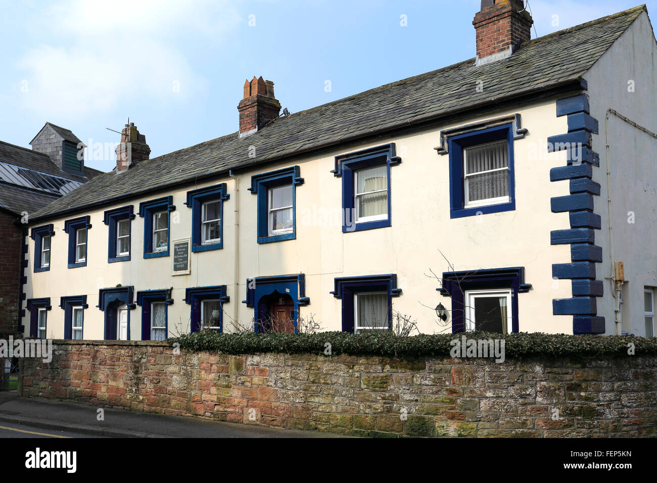 L'extérieur de l'Ordre des marraines, Hôpital du Christ, Wigton, ville du comté de Cumbria, Allerdale, England, UK. Banque D'Images