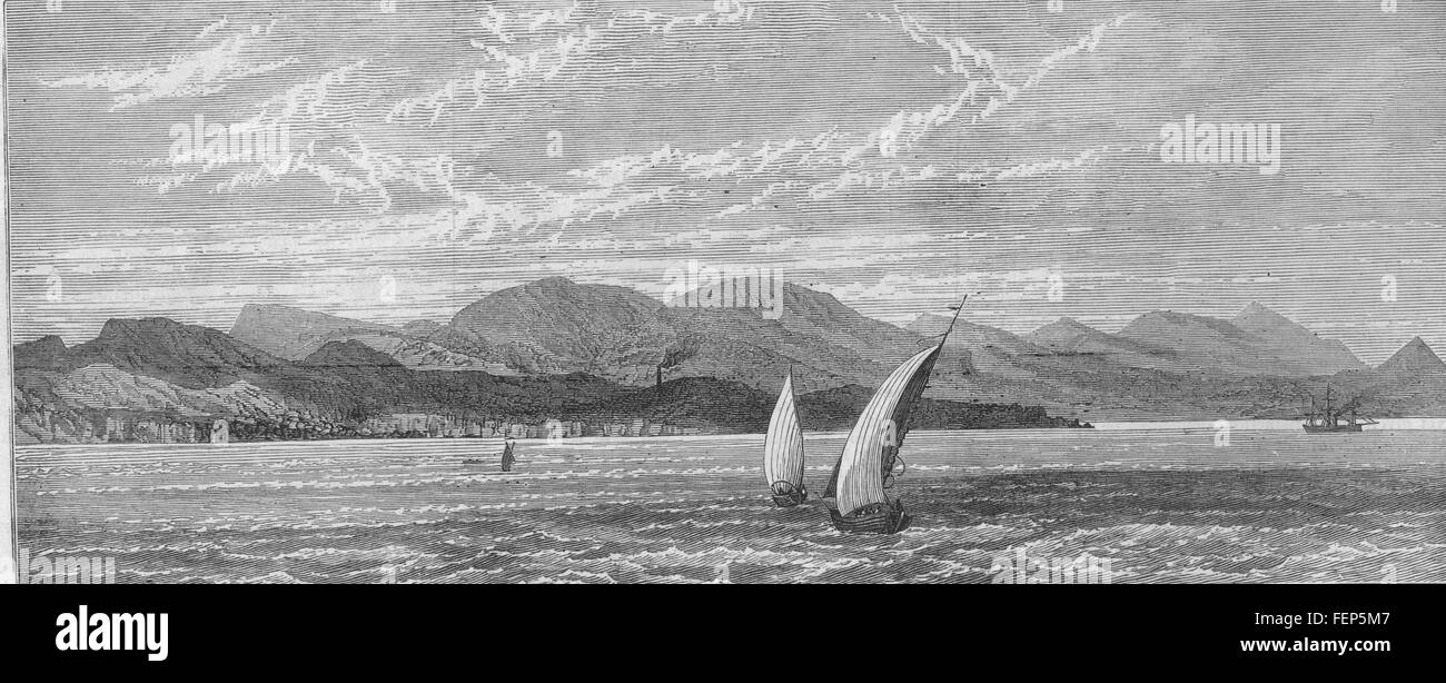 Grèce Laurium montagnes et ore-fourneaux à Ersagteria, Attica 1874. Illustrated London News Banque D'Images