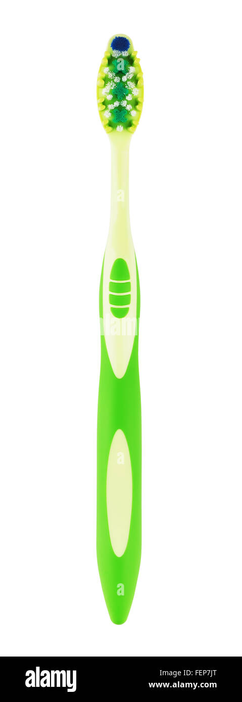 Nouvelle brosse à dents verte, isolé sur fond blanc Banque D'Images