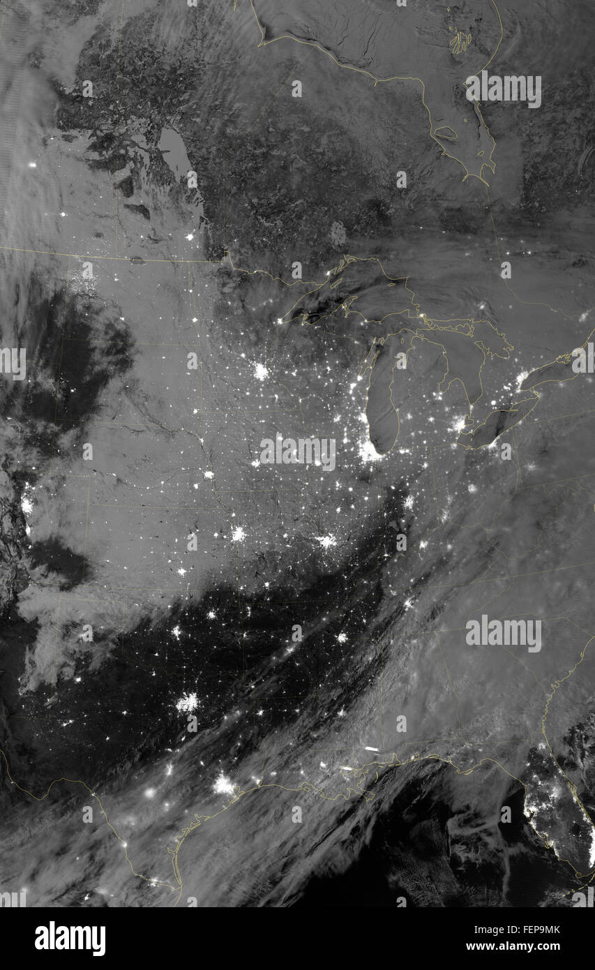 Image satellite de l'ensemble de la tempête centre des États-Unis, février 2013 Banque D'Images