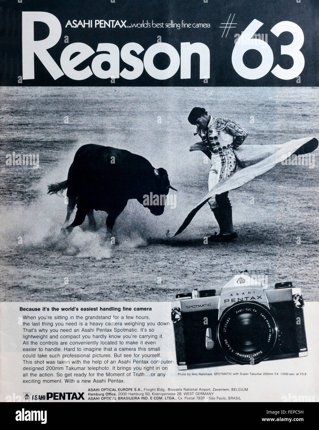 1970 Publicité Publicité Asahi Pentax. Banque D'Images