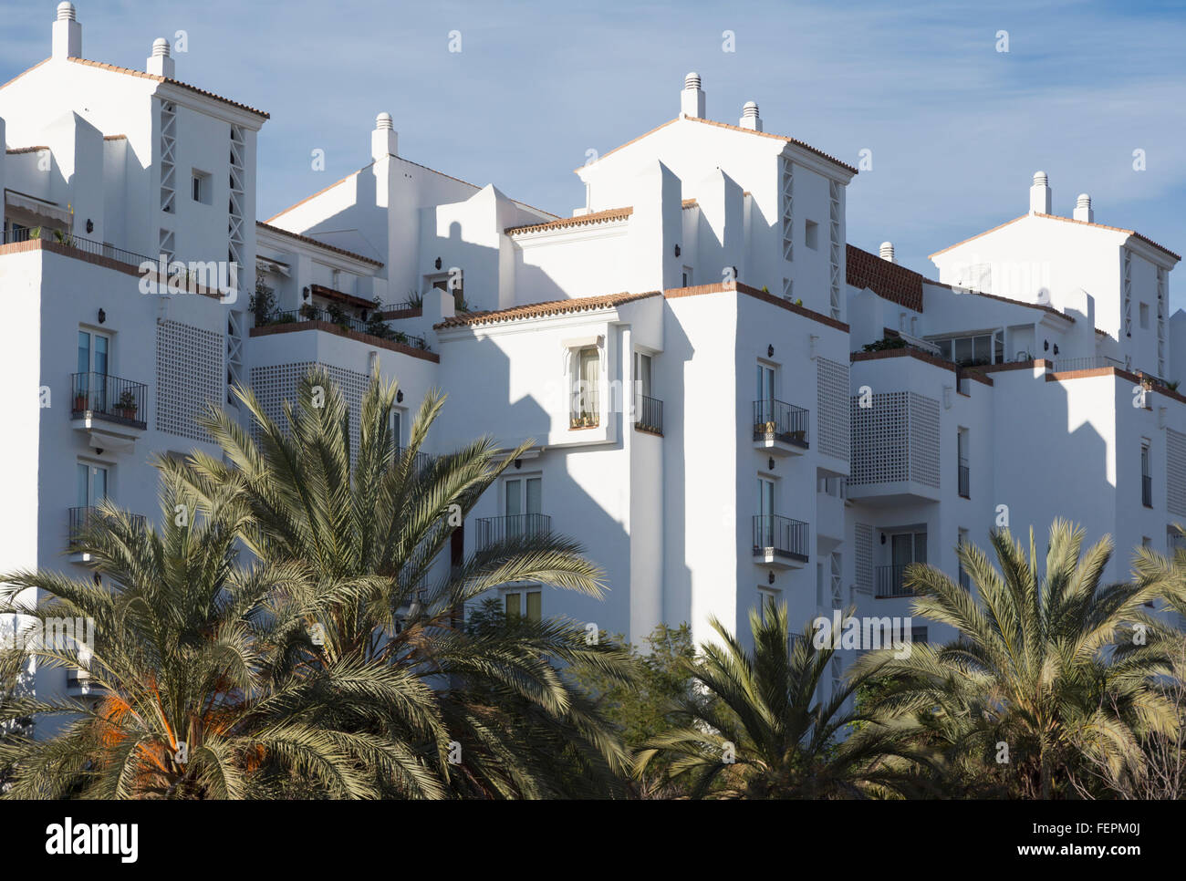 Torremolinos, Costa del Sol, la province de Malaga, Andalousie, Espagne du sud. Appartements en banlieue de Playamar. Banque D'Images