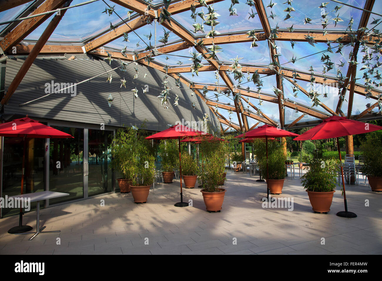 Alnwick Gardens cafe, Alnwick, Northumberland. UK Banque D'Images