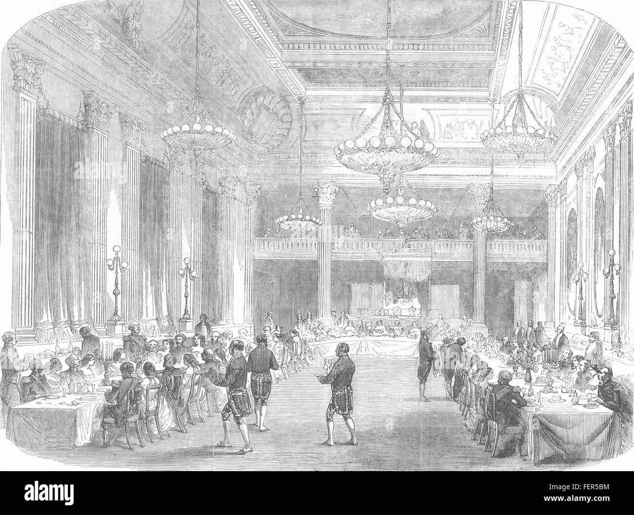 Le château de Dublin Grand banquet aux chevaliers de Saint Patrick. L'Irlande 1857. Illustrated London News Banque D'Images