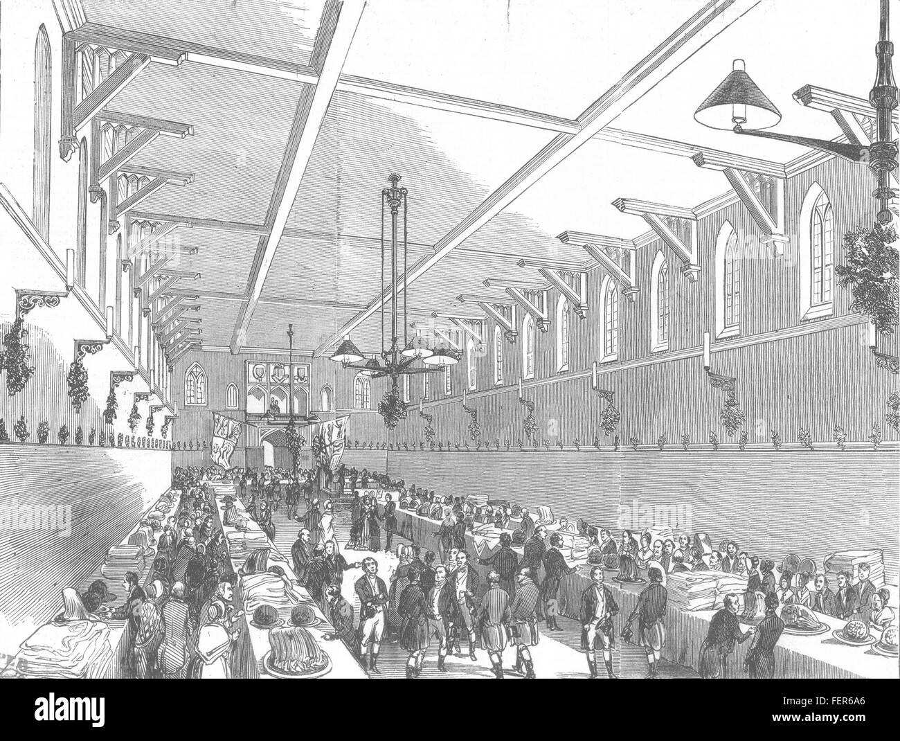 La distribution de l'WINDSOR aumônes au Queen's Royal House. Comté de 1845. Illustrated London News Banque D'Images