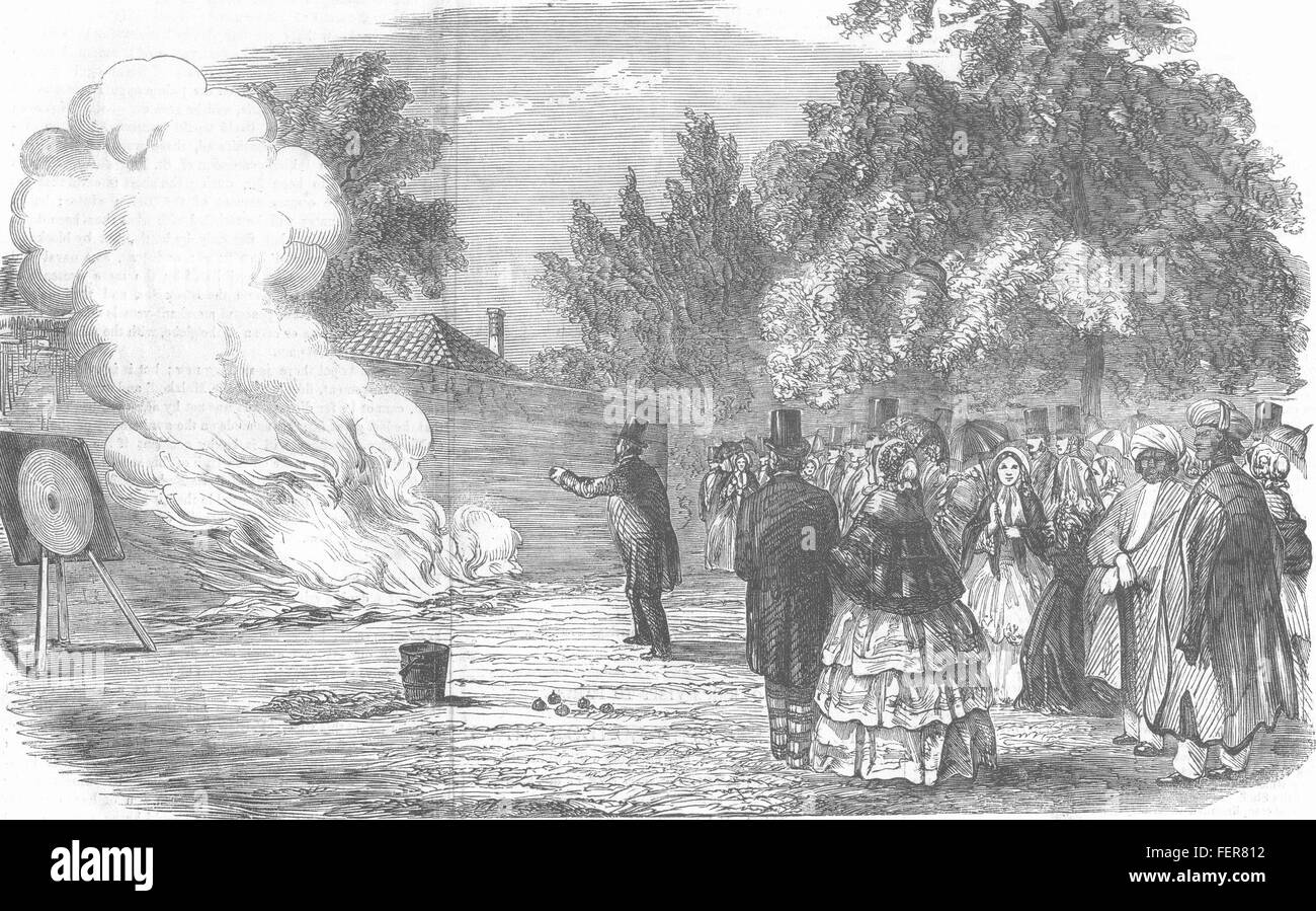 Disney's Capitaine FULHAM projectile guerre expériences, maison 1855 Mulgrave. Illustrated London News Banque D'Images