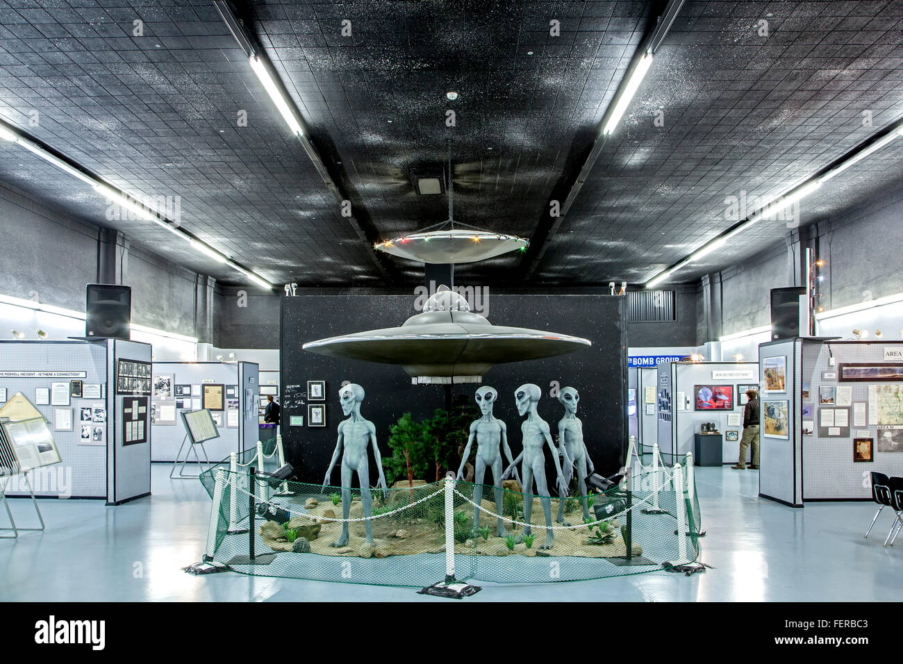 Ovni soucoupe volante, et des étrangers, d'exposition, musée de l'OVNI Roswell, Nouveau Mexique, USA Banque D'Images