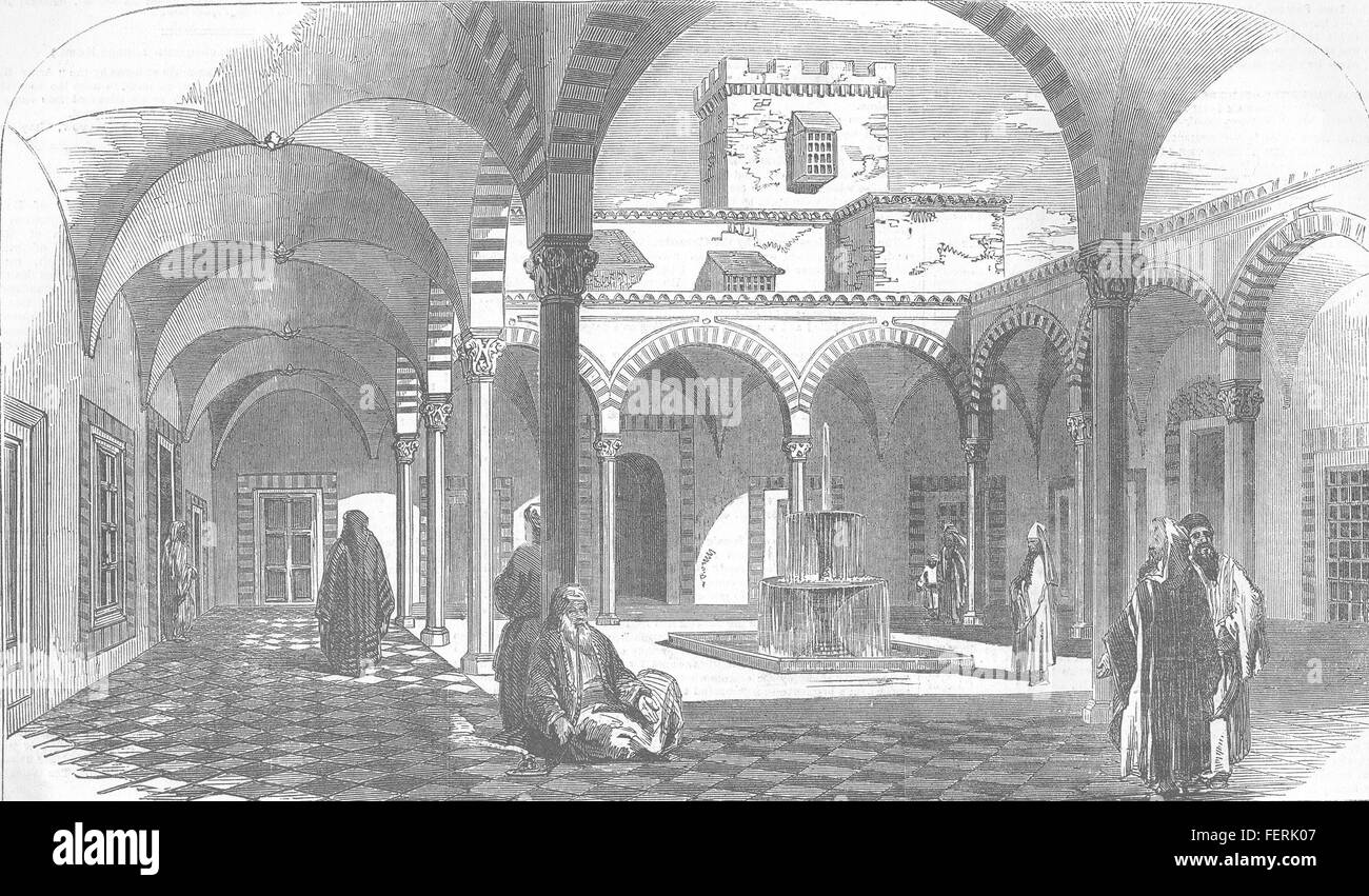 Tunisie Palais de la baie de Tunis 1855. Illustrated London News Banque D'Images