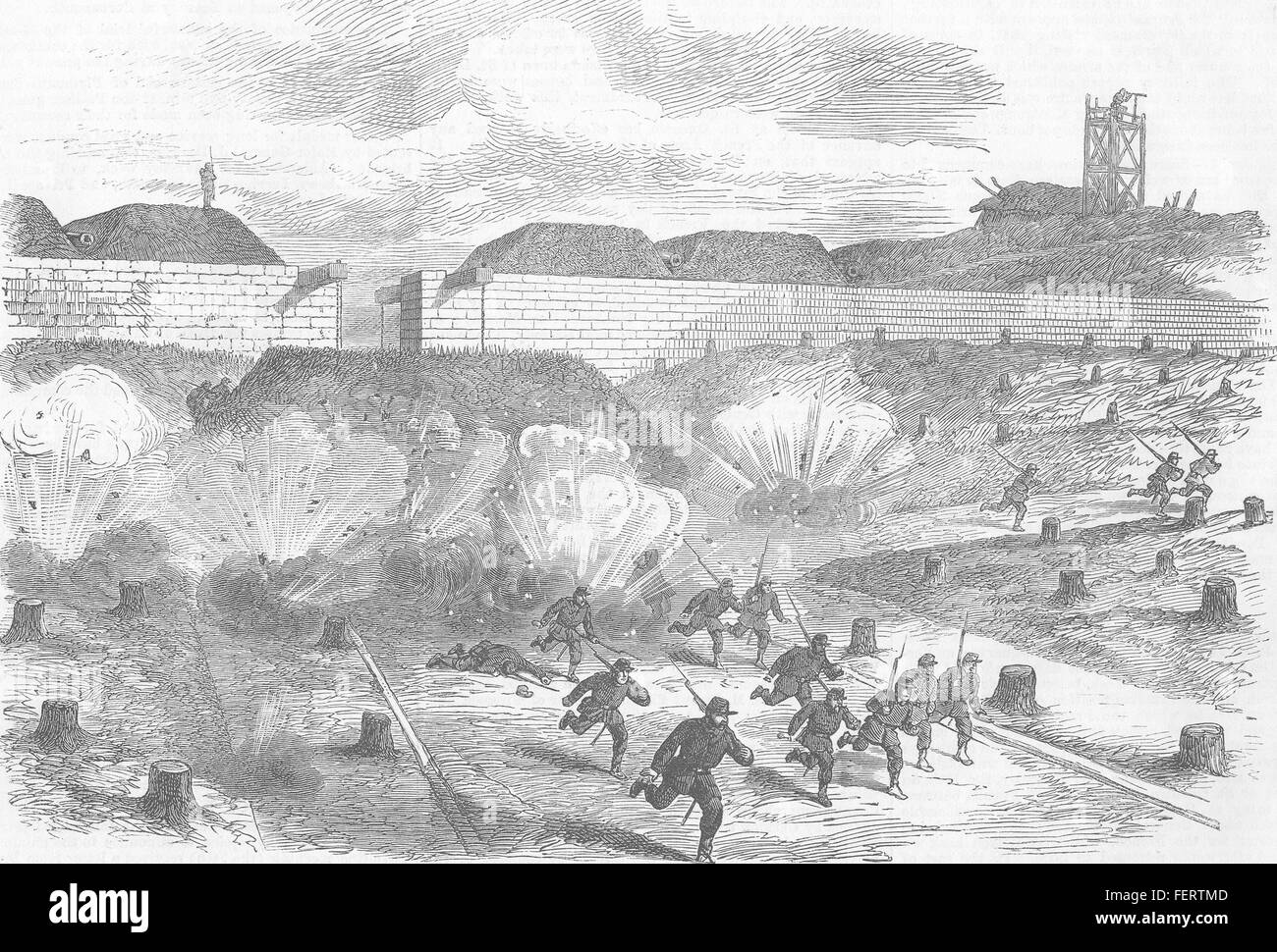 FRANCE bombardements Prussiens Porte D'Auteuil, Paris 1871. Illustrated London News Banque D'Images