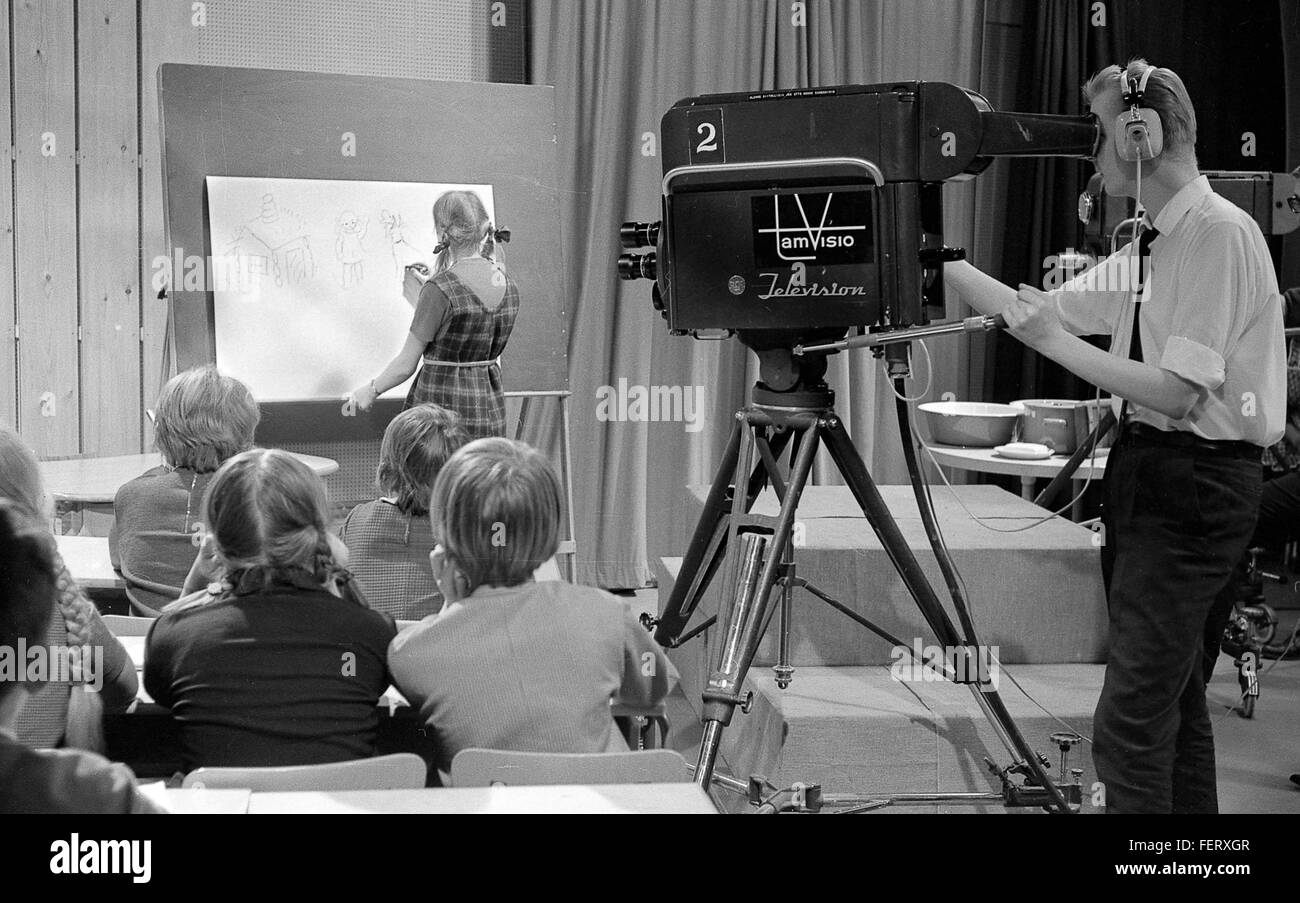 En décembre 1965, un programme télévisé a été tourné au studio de Frenckell à Tampere, en Finlande, présentant la production dans l'industrie finlandaise des médias. Banque D'Images