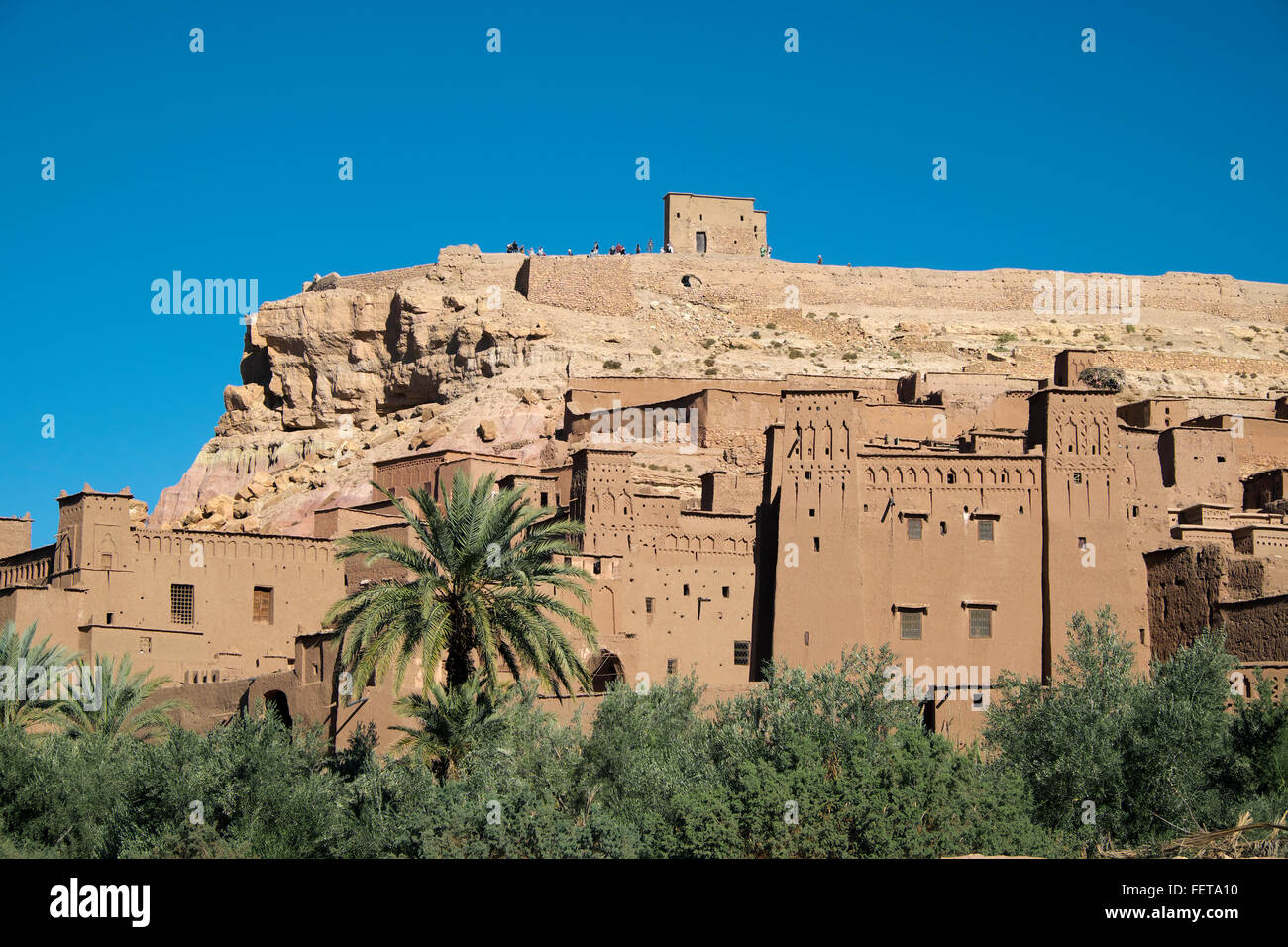 Ville de maisons en pisé, Aït Benhaddou, Ouarzazate, Marrakech-tensift-Al Haouz, Maroc Banque D'Images