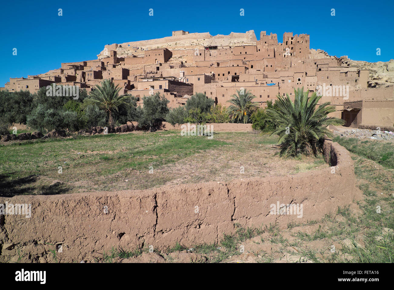 Ville de maisons en pisé, Aït Benhaddou, Ouarzazate, Marrakech-tensift-Al Haouz, Maroc Banque D'Images