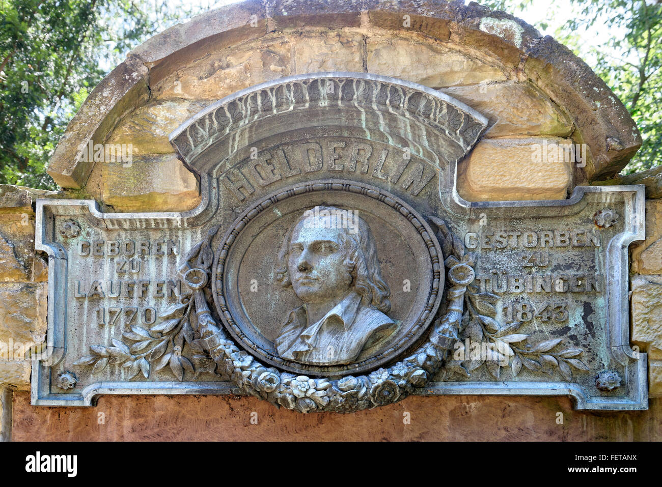 Monument Hölderlin Klosterhof, Friedrich Hölderlin, 1770-1843, Lauffen am Neckar, Bade-Wurtemberg, Allemagne Banque D'Images