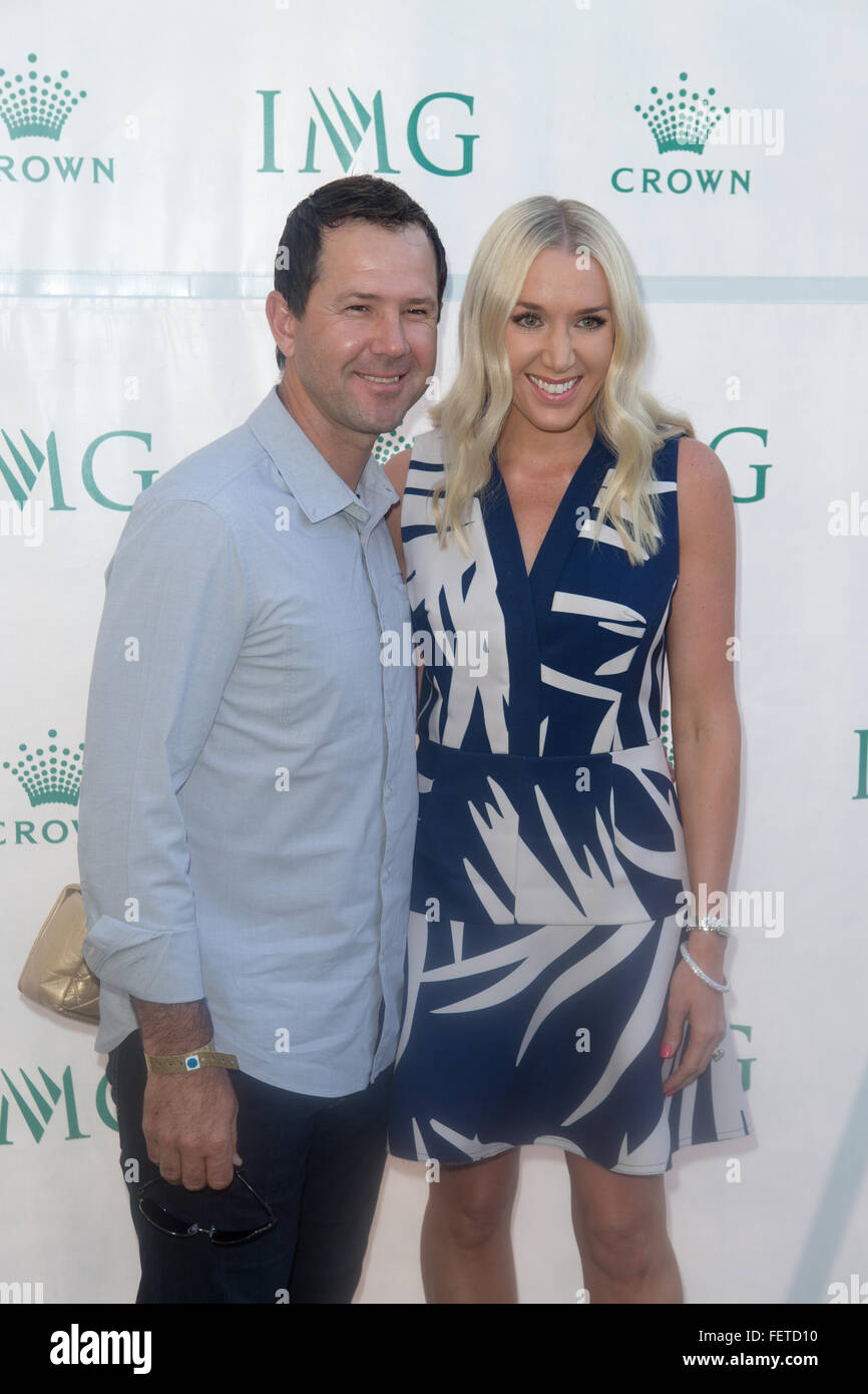 Ricky Ponting et Rianna Ponting lors de la partie, les joueurs IMG couronne, Melbourne 22 Janvier 2016 Banque D'Images