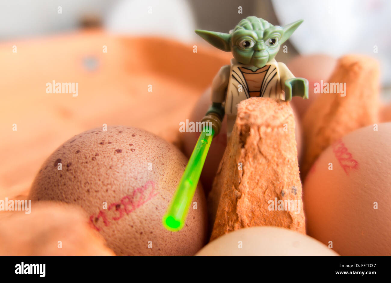 Lego, Star Wars, Yoda, oeufs, Pâques, saisonnière Banque D'Images