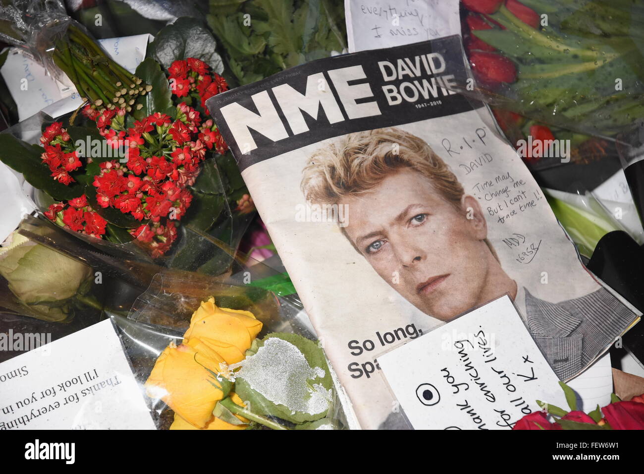 Hommages à David Bowie, décédé le 10.01.2016, Heddon Street,London UK Banque D'Images