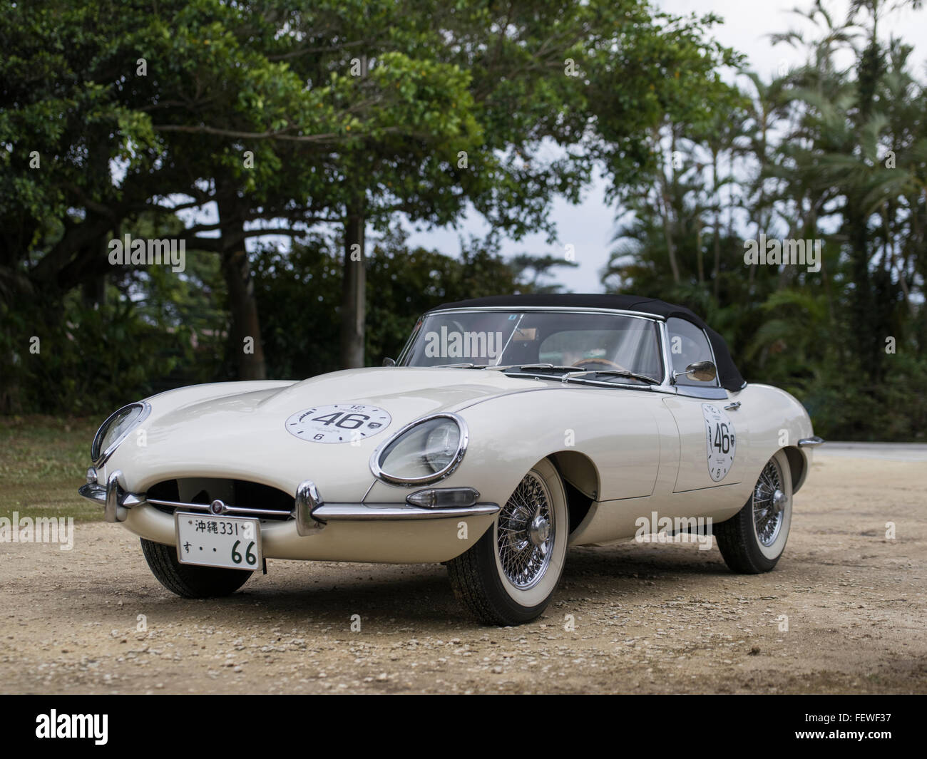 JAGUAR TYPE E1966 à Okinawa, Japon, rallye de voitures classiques Banque D'Images