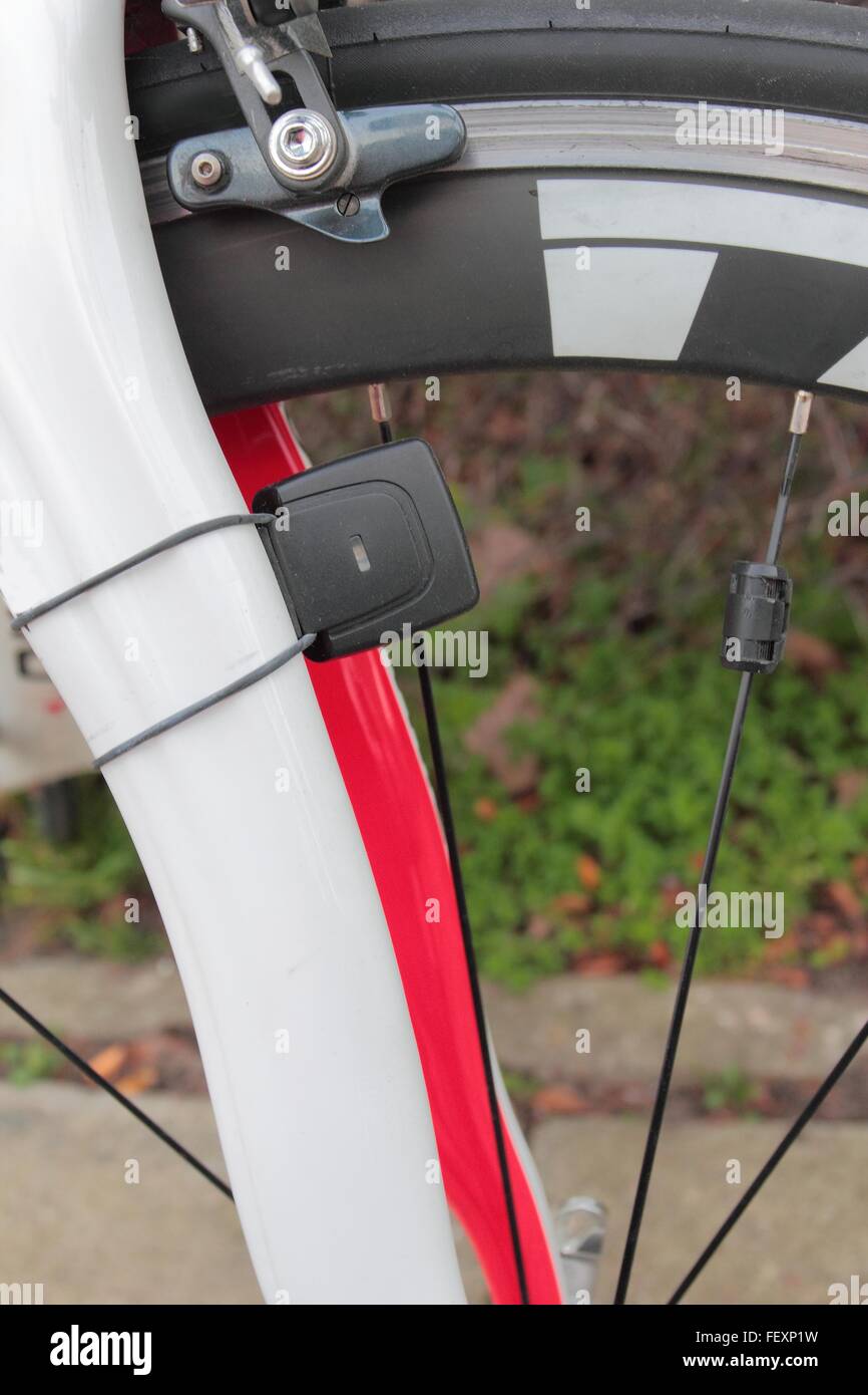 Détail de vitesse roue de bicyclette avec équipement meansure Banque D'Images