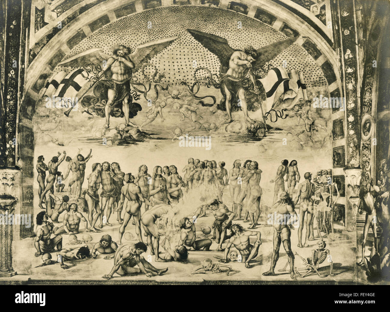 La résurrection du corps, la peinture, la cathédrale d'Orvieto, Italie Banque D'Images