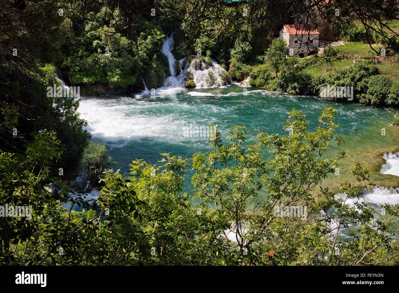 Les chutes d'eau à Parc National de Krka, Croatie Banque D'Images