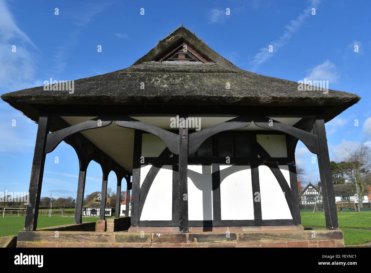 Village de chaume Pavillon Vert, Thornton Hough, Wirral Banque D'Images