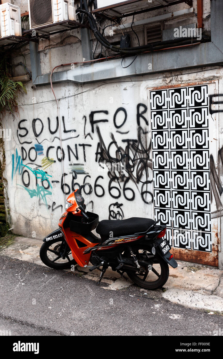 Moteur de moto de Malaisie cycle Graffiti de la gamme ex-zone pat de Bangsar à Kuala Lumpur, en Malaisie Banque D'Images