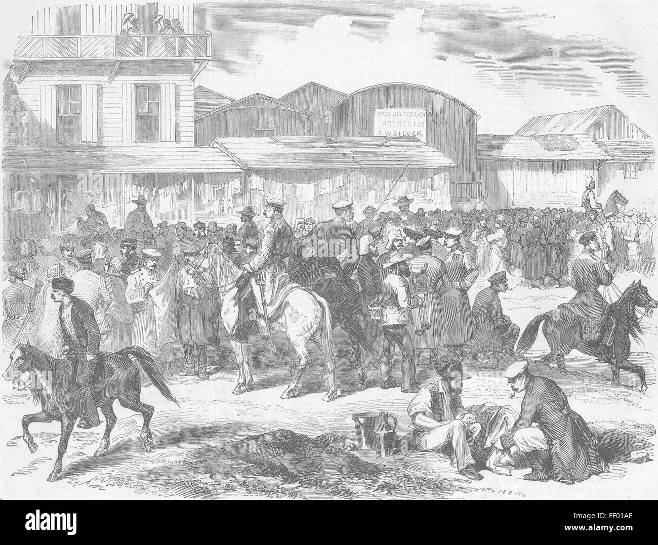 L'UKRAINE Guerre de Crimée Kadykovka Bazar, Balaklava 1856 nr. Illustrated London News Banque D'Images