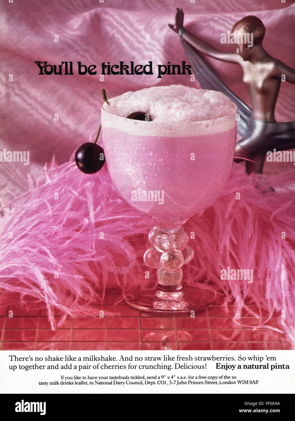 Pleine page couleur original vintage une publicité à partir d'années 1970. Publicité du lait boissons publicité 1978 par le Conseil national de l'industrie laitière Banque D'Images