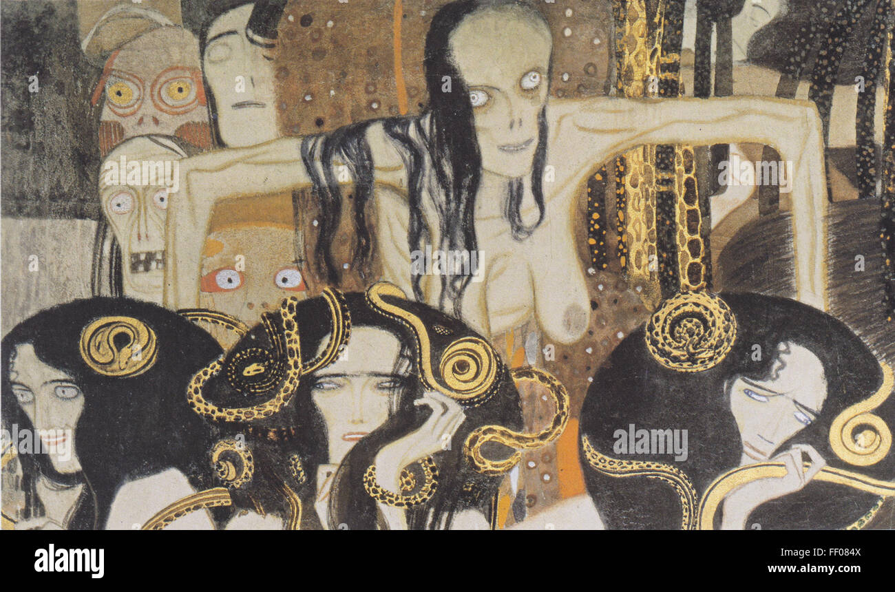 La Frise Beethoven de Gustav Klimt Gustav Klimt Frise Beethoven's Banque D'Images