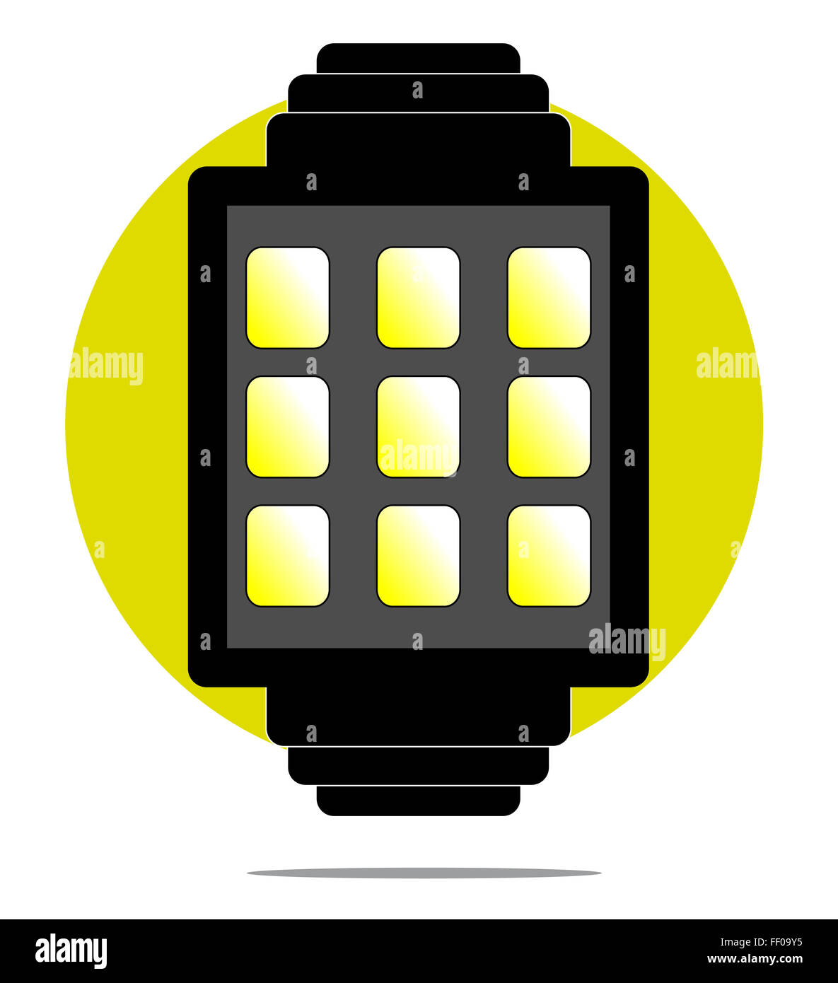Illustration des smartwatch avec cercle vert contexte Banque D'Images