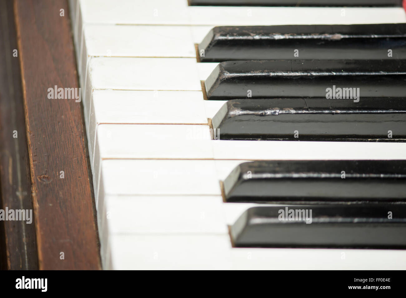 Close-up of vintage clavier de piano Banque D'Images