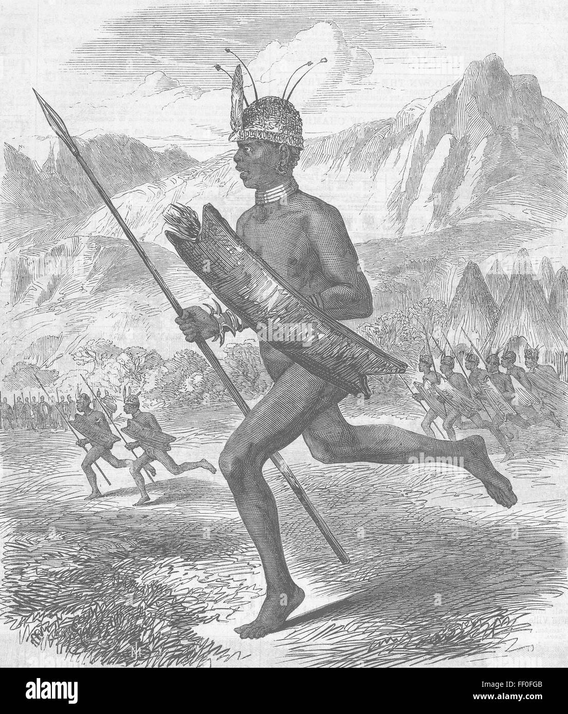 Soudan Commoro, chef de la tribu 1865 Latooka. Illustrated London News Banque D'Images