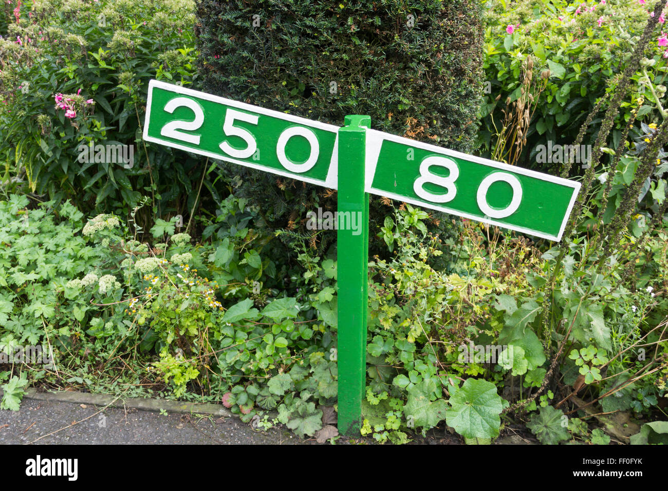 Gradient de fer sign post à Ropley station sur le milieu Hants railway, un chemin de fer à vapeur du patrimoine dans le Hampshire. Banque D'Images